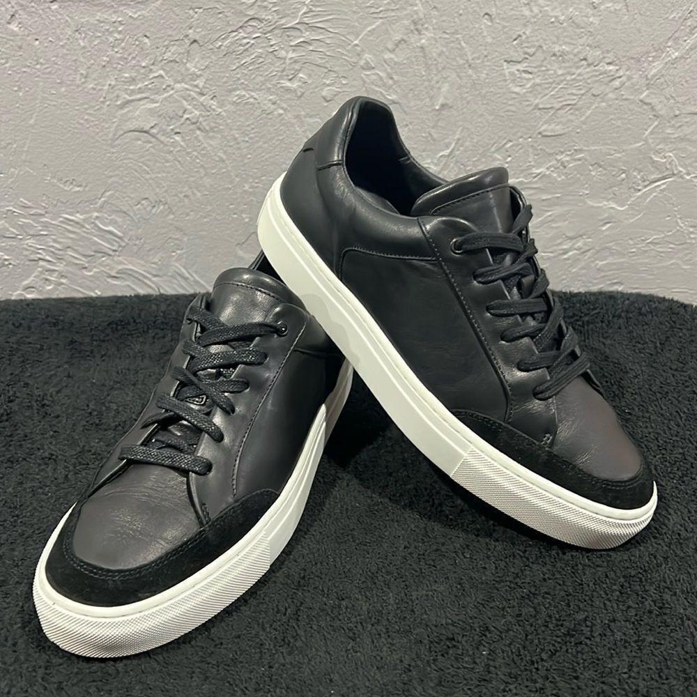 🔥 REISS ASHLEY‎ Low Top Black Leather Sneakers Womens Ashley Low Women Size  11